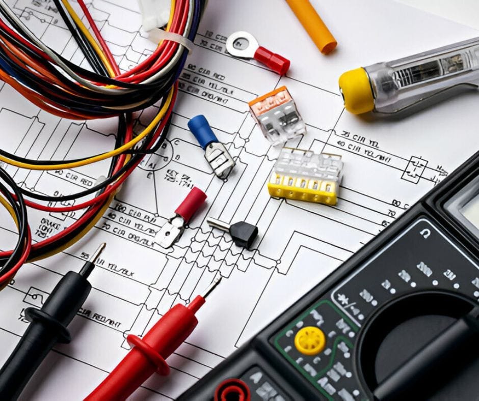 5 A modern and clean banner showcasing the text "Wiring Projects We’ve Tackled" in bold, professional lettering. The design features subtle wire graphics or circuit-like patterns on a neutral background, emphasizing expertise in handling diverse wiring tasks with precision and reliability.